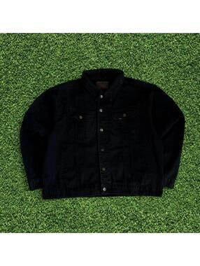 Vintage Lee Black Denim Jacket Faded Distressed Size XL